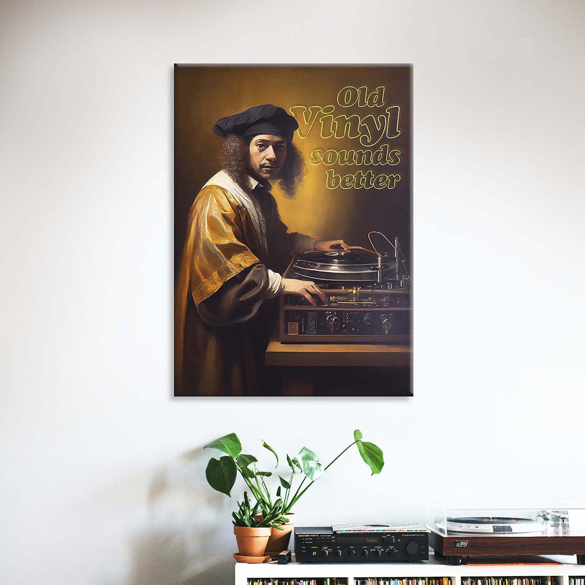 "Old Vinyl Sounds Better" canvas print